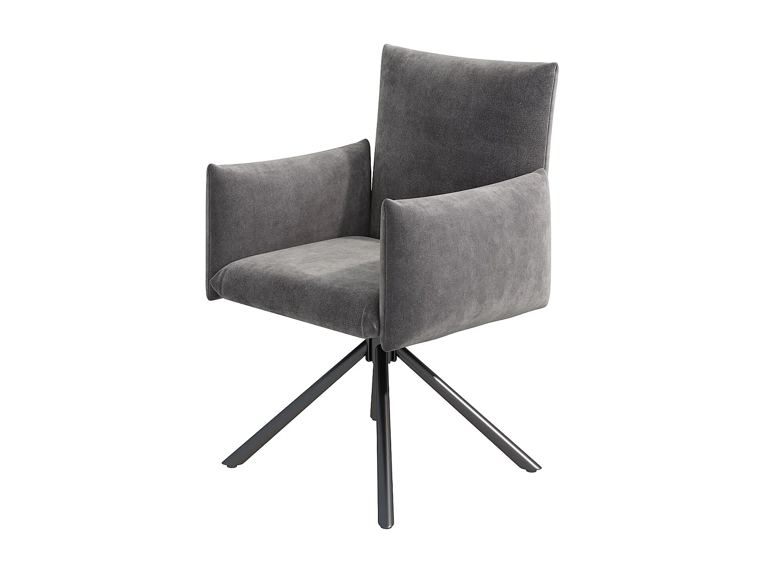 Set mit 6 gepolsterten Sesseln - 360° Drehfunktion - mit 4 Metallbeinen - Samt - Grau