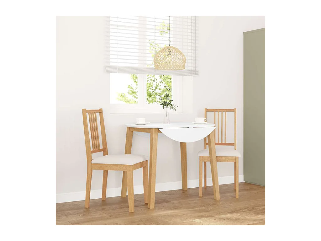 Chaises à manger coussins 2 pcs naturel bois massif caoutchouc