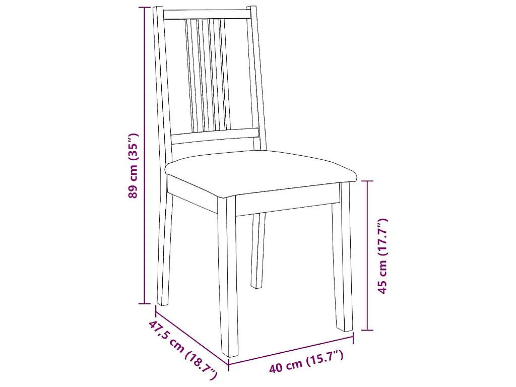 Chaises à manger coussins 2 pcs naturel bois massif caoutchouc