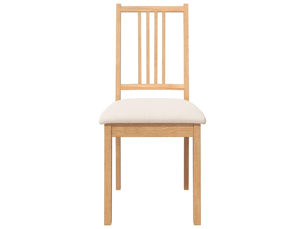 Chaises à manger coussins 2 pcs naturel bois massif caoutchouc