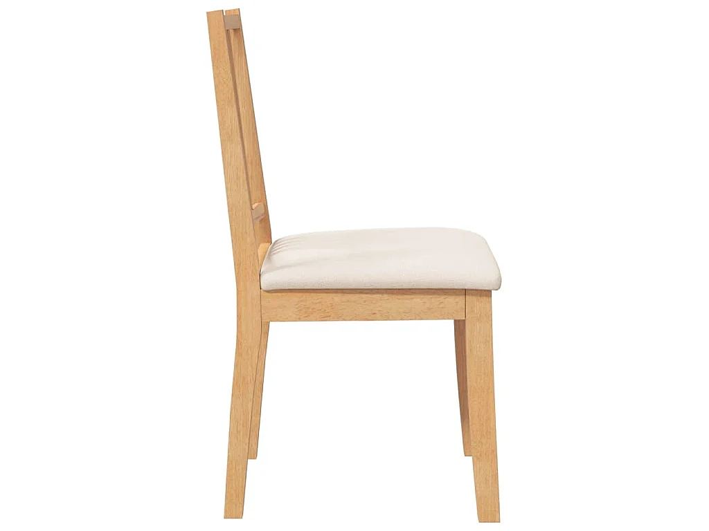 Chaises à manger coussins 2 pcs naturel bois massif caoutchouc