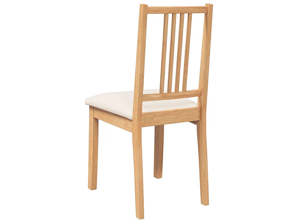 Chaises à manger coussins 2 pcs naturel bois massif caoutchouc