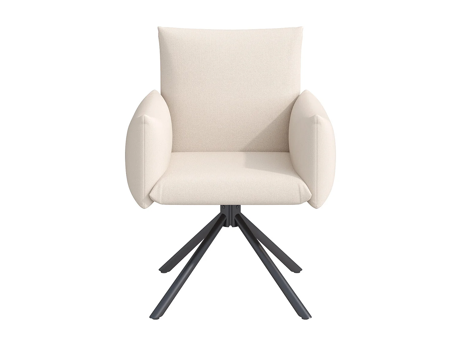 Set mit 2 gepolsterten Sesseln - 360° Drehfunktion - mit 4 Metallbeinen - Leinen - Beige