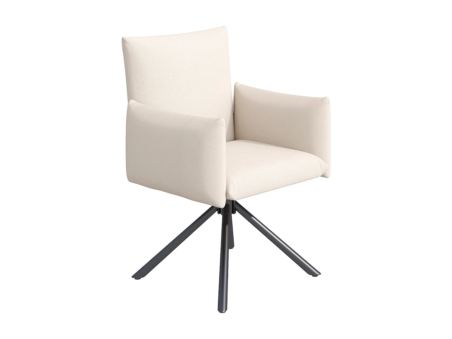 Lot de 2 Chaises fauteuils rembourrés - Rotation à 360° - avec 4 pieds en métal - Lin - Beige