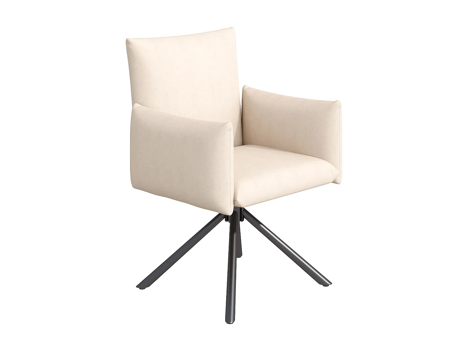 Set mit 6 gepolsterten Sesseln - 360° Drehfunktion - mit 4 Metallbeinen - Samt - Beige