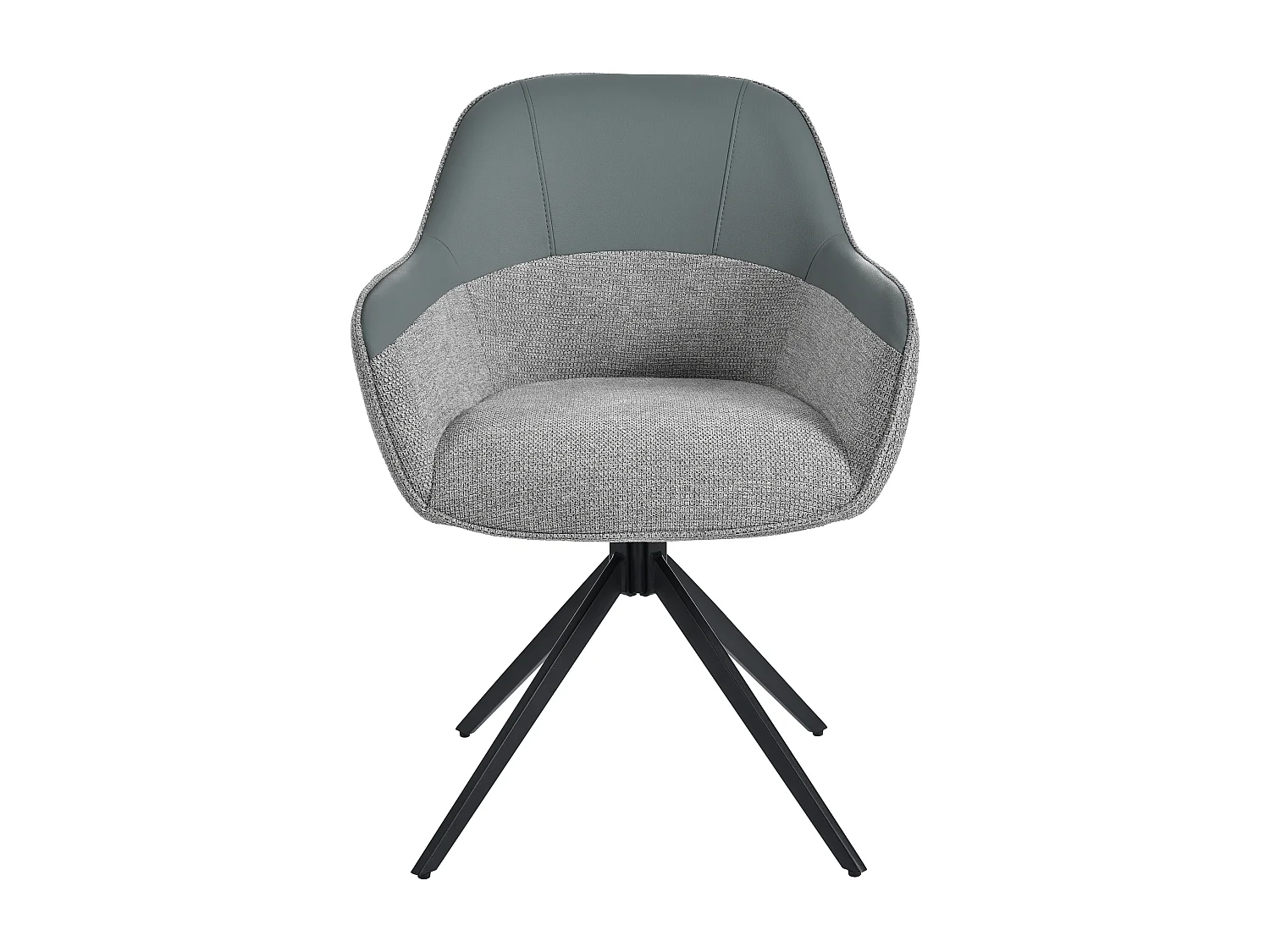 Lot de 2 chaises pivotantes - avec accoudoirs - Cuir PU et tissu - avec pieds réglables en hauteur - Gris