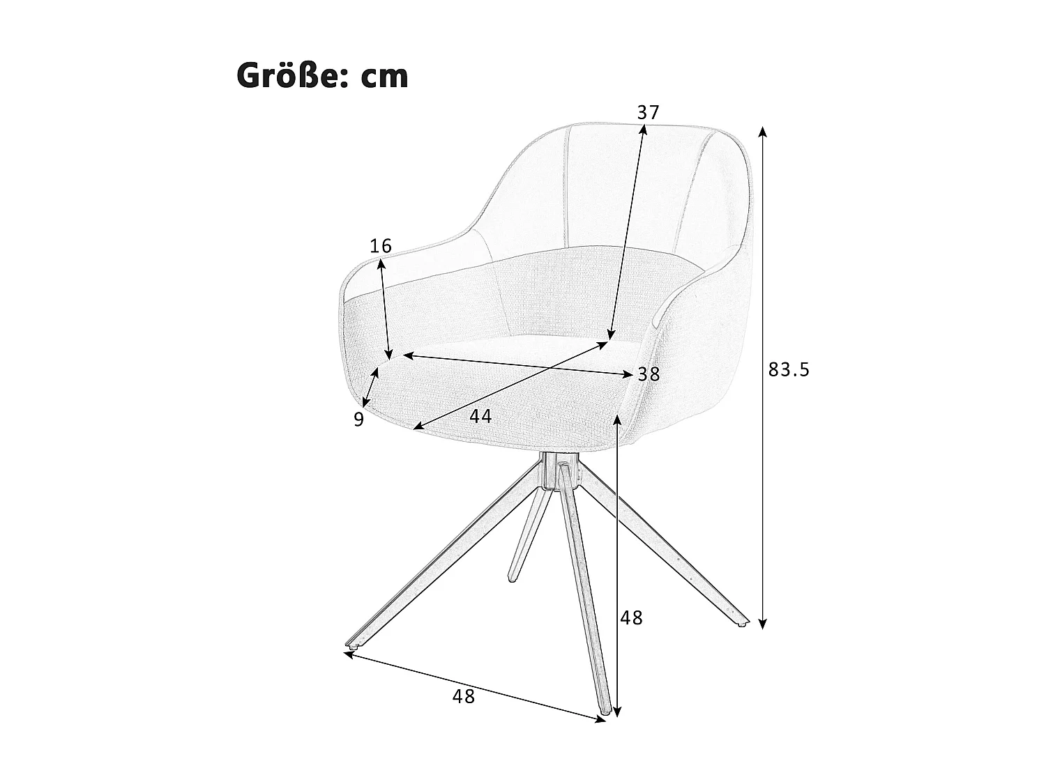Lot de 2 chaises pivotantes - avec accoudoirs - Cuir PU et tissu - avec pieds réglables en hauteur - Gris