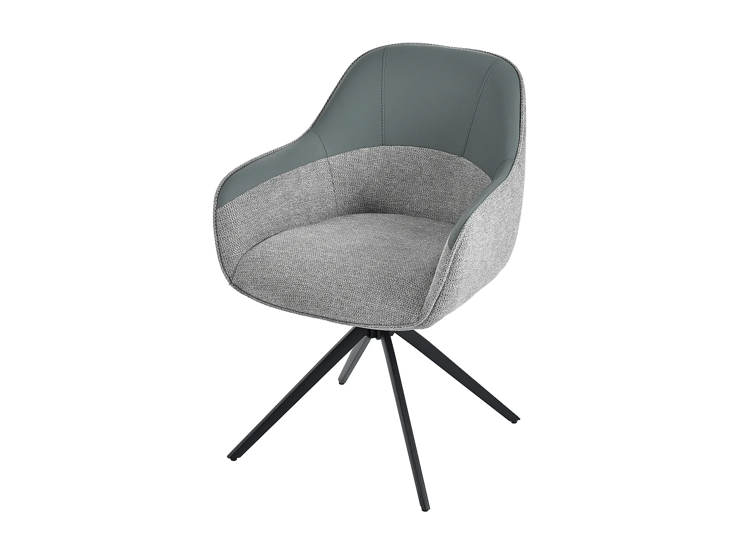 Lot de 2 chaises pivotantes - avec accoudoirs - Cuir PU et tissu - avec pieds réglables en hauteur - Gris