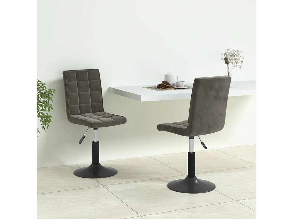 Chaises pivotantes à manger lot de 2 gris foncé velours