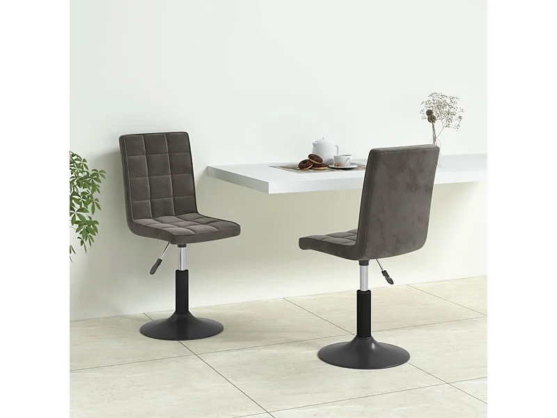 Chaises pivotantes à manger lot de 2 gris foncé velours