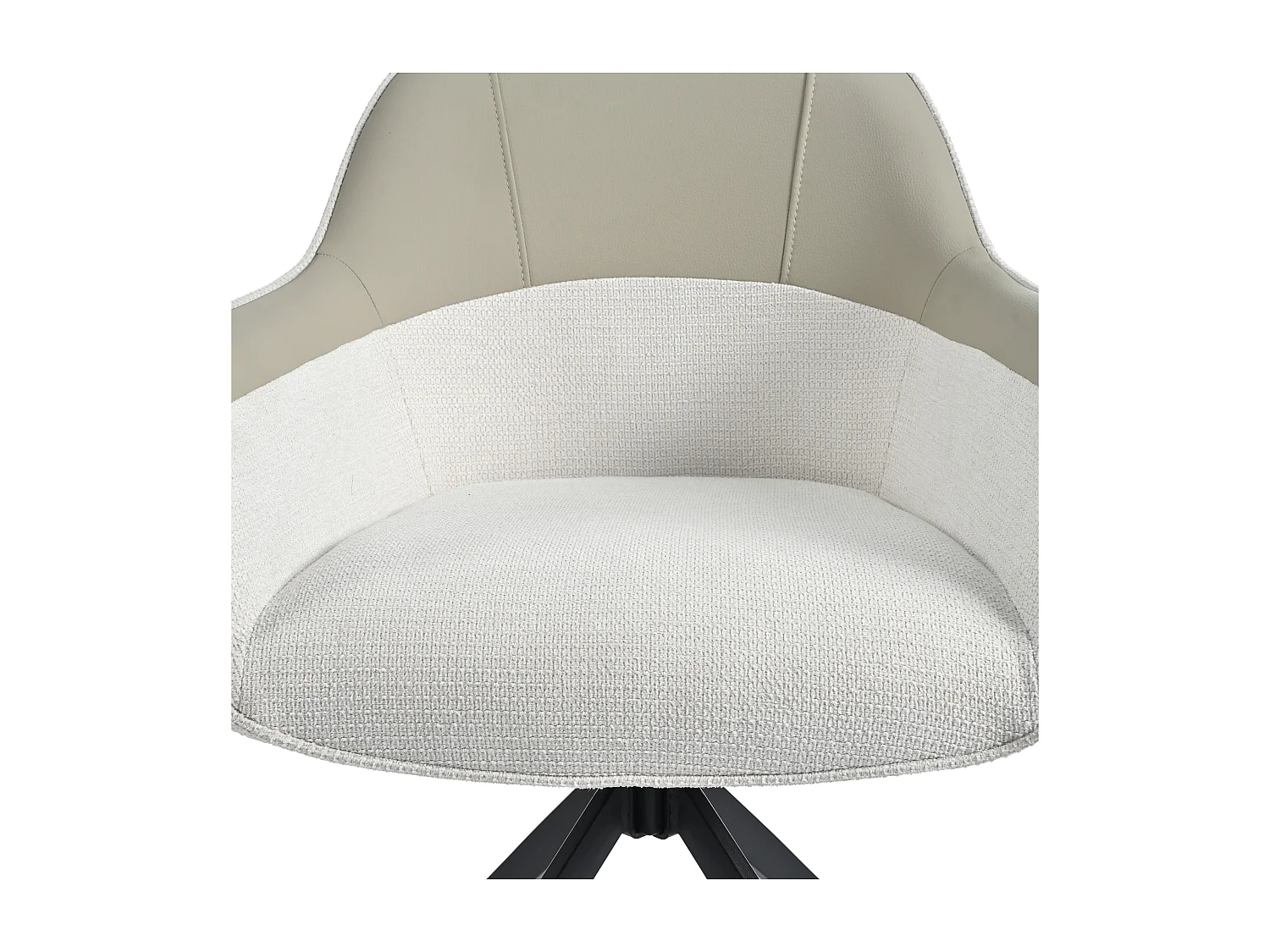 Lot de 2 chaises pivotantes - avec accoudoirs - Cuir PU et tissu - avec pieds réglables en hauteur - Beige