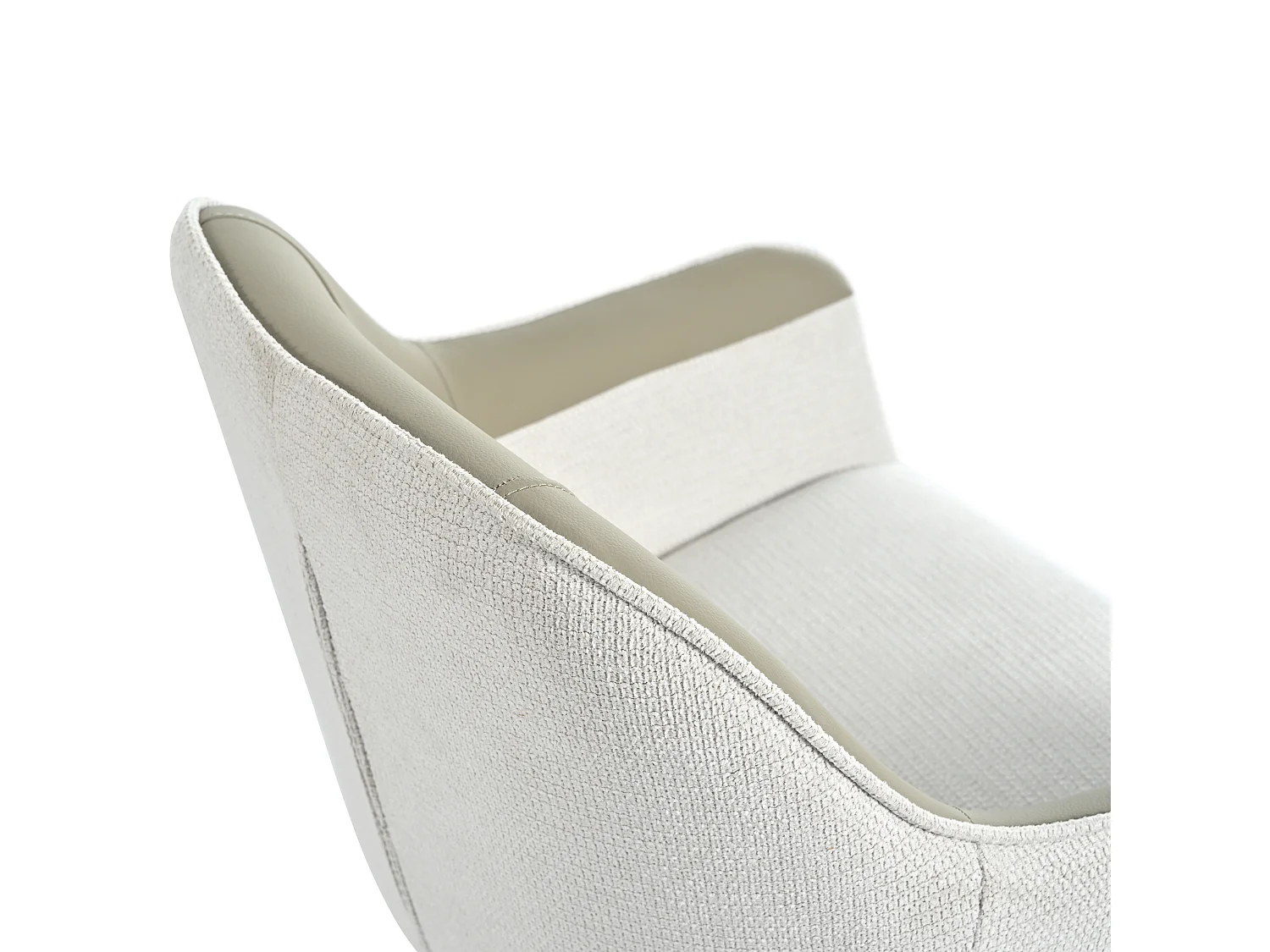 Lot de 2 chaises pivotantes - avec accoudoirs - Cuir PU et tissu - avec pieds réglables en hauteur - Beige