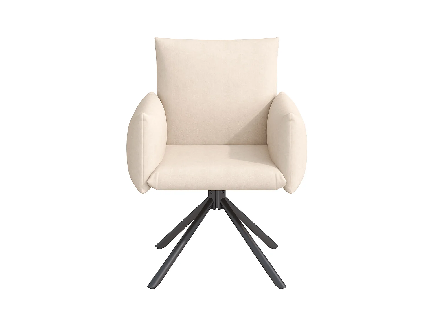 Set mit 4 gepolsterten Sesseln - 360° Drehfunktion - mit 4 Metallbeinen - Samt - Beige