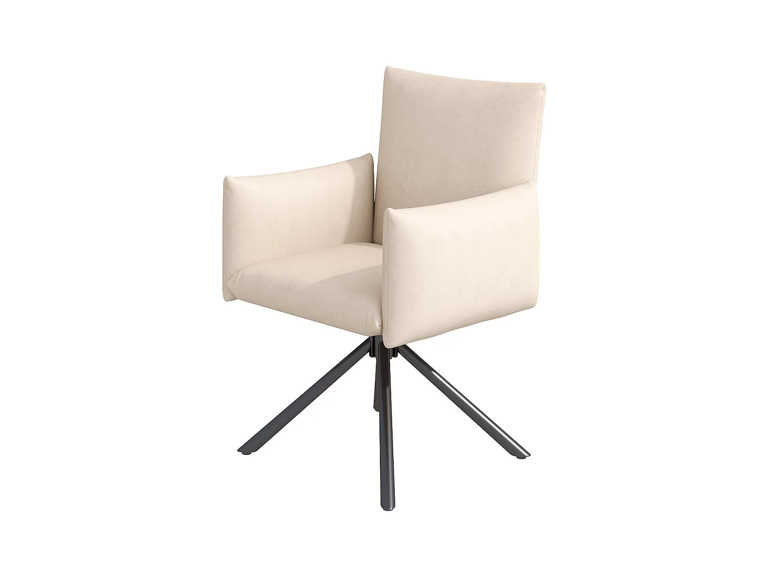 Set mit 4 gepolsterten Sesseln - 360° Drehfunktion - mit 4 Metallbeinen - Samt - Beige