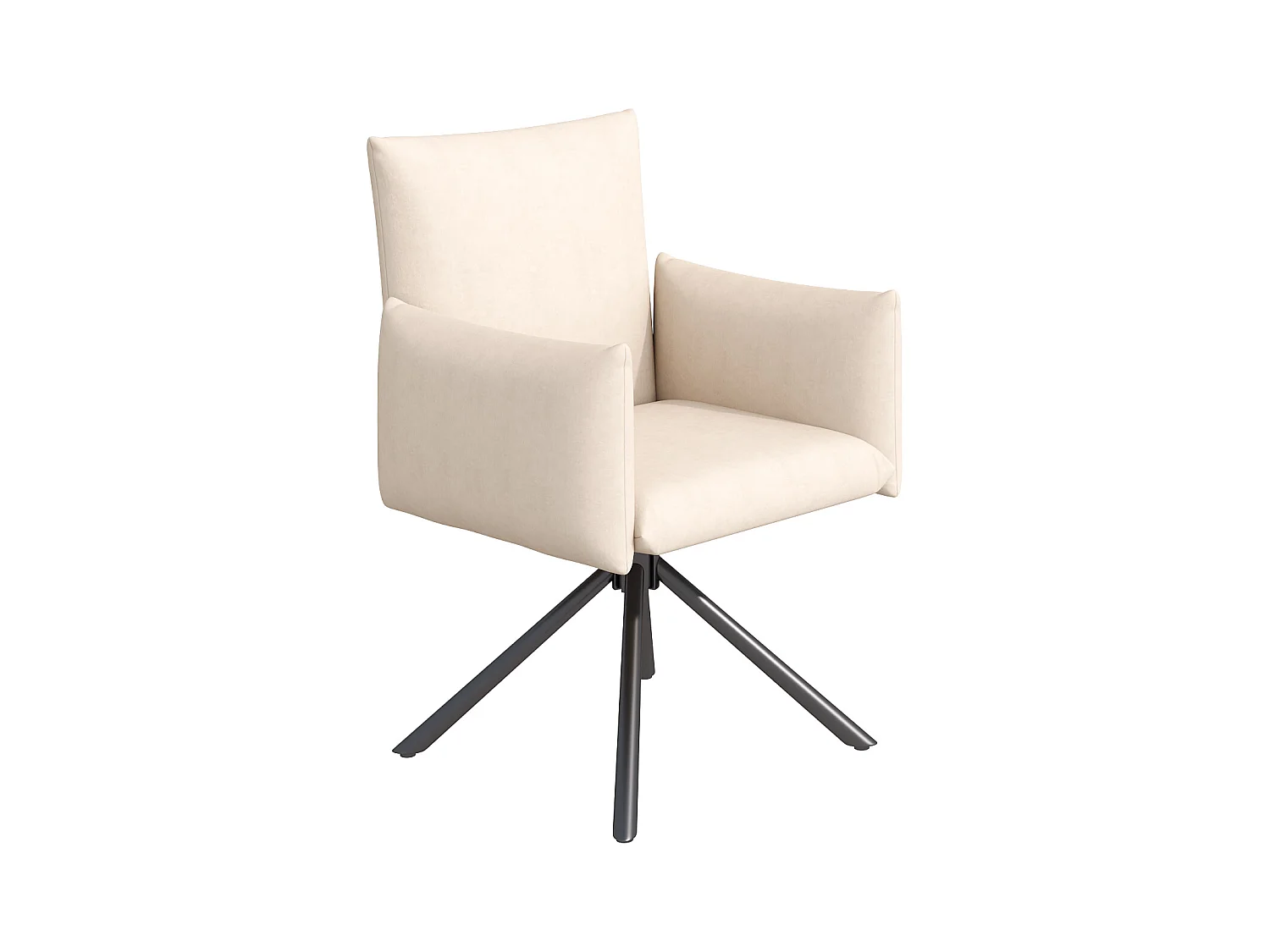 Set mit 4 gepolsterten Sesseln - 360° Drehfunktion - mit 4 Metallbeinen - Samt - Beige