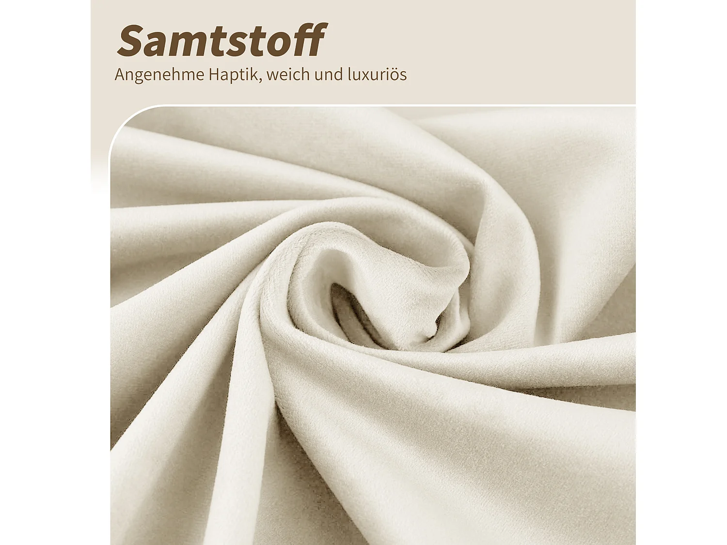 Set di 4 poltrone imbottite - Rotazione 360° - con 4 gambe in metallo - Velluto - Beige