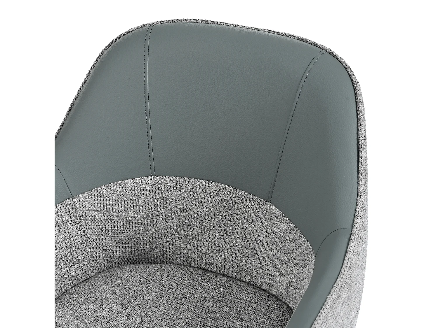 Lot de 6 chaises pivotantes - avec accoudoirs - Cuir PU et tissu - avec pieds réglables en hauteur - Gris