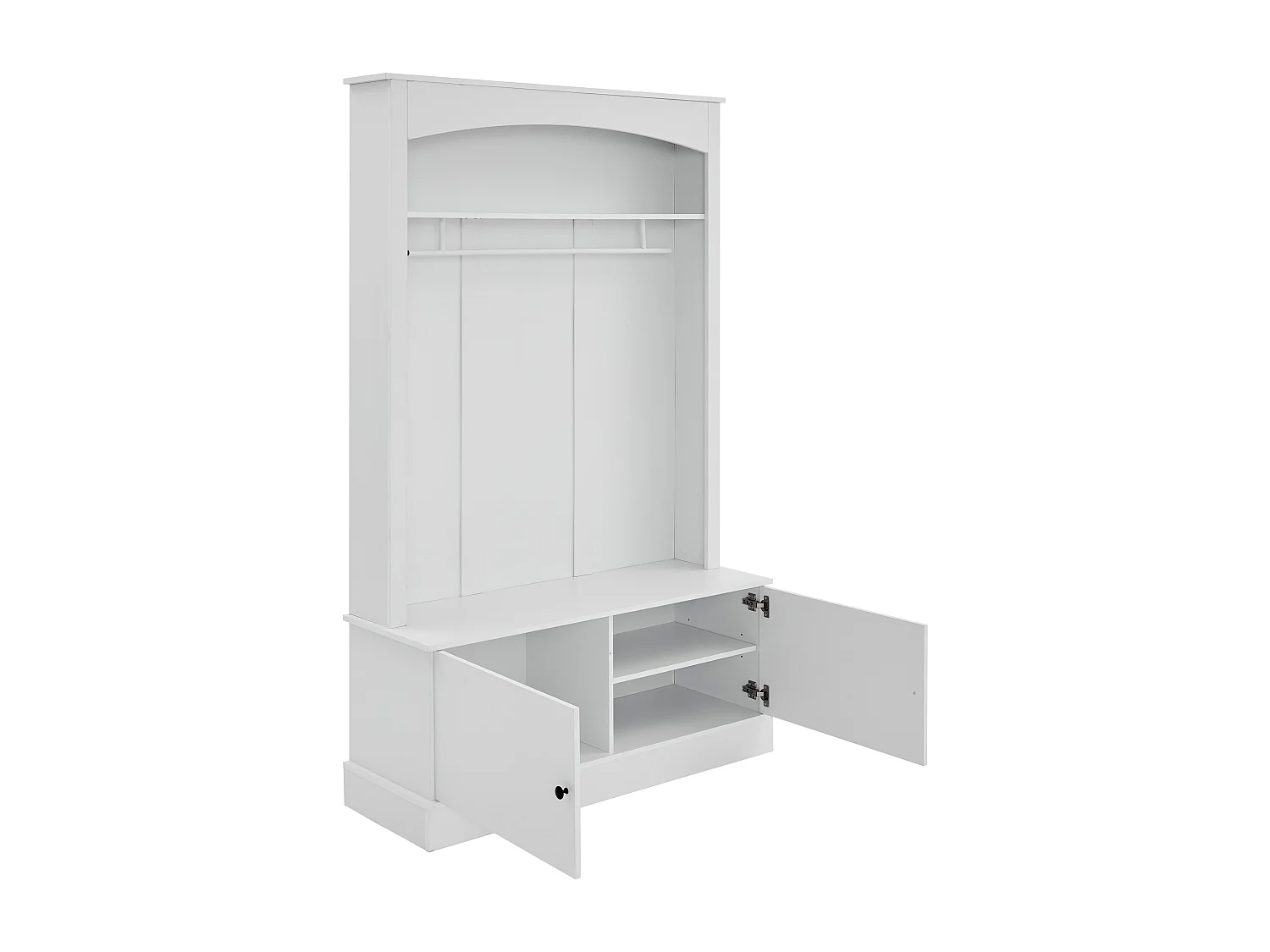 Vestiaire moderne - avec porte-manteau et rangements à chaussures - Banc de rangement - avec crochets - Blanc