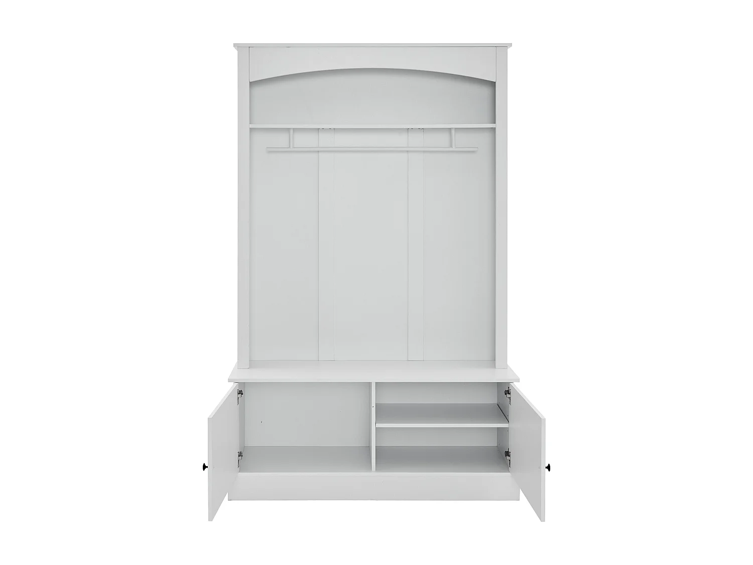 Vestiaire moderne - avec porte-manteau et rangements à chaussures - Banc de rangement - avec crochets - Blanc