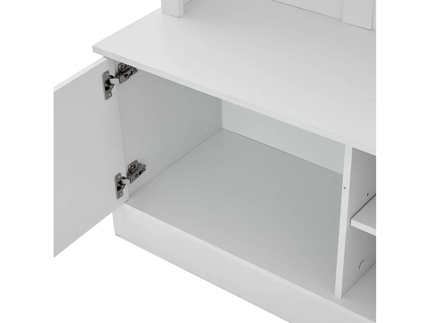 Vestiaire moderne - avec porte-manteau et rangements à chaussures - Banc de rangement - avec crochets - Blanc