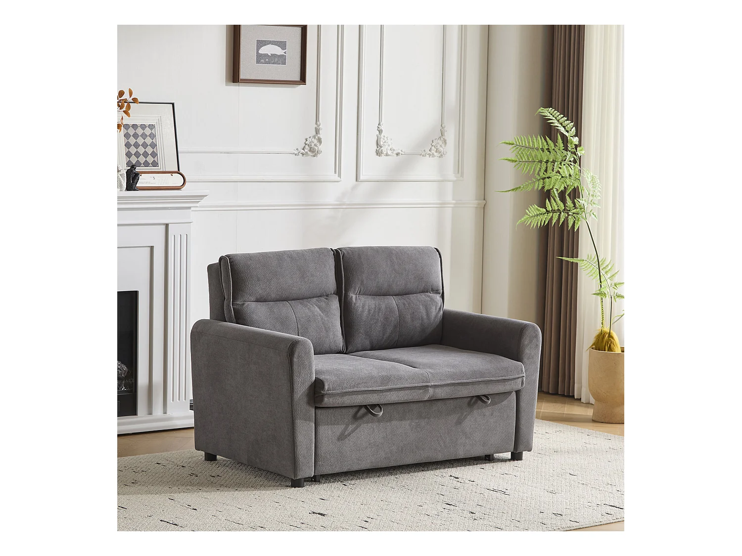 Moderne 2-zits bank - opvouwbaar - met nestelfunctie - grijs