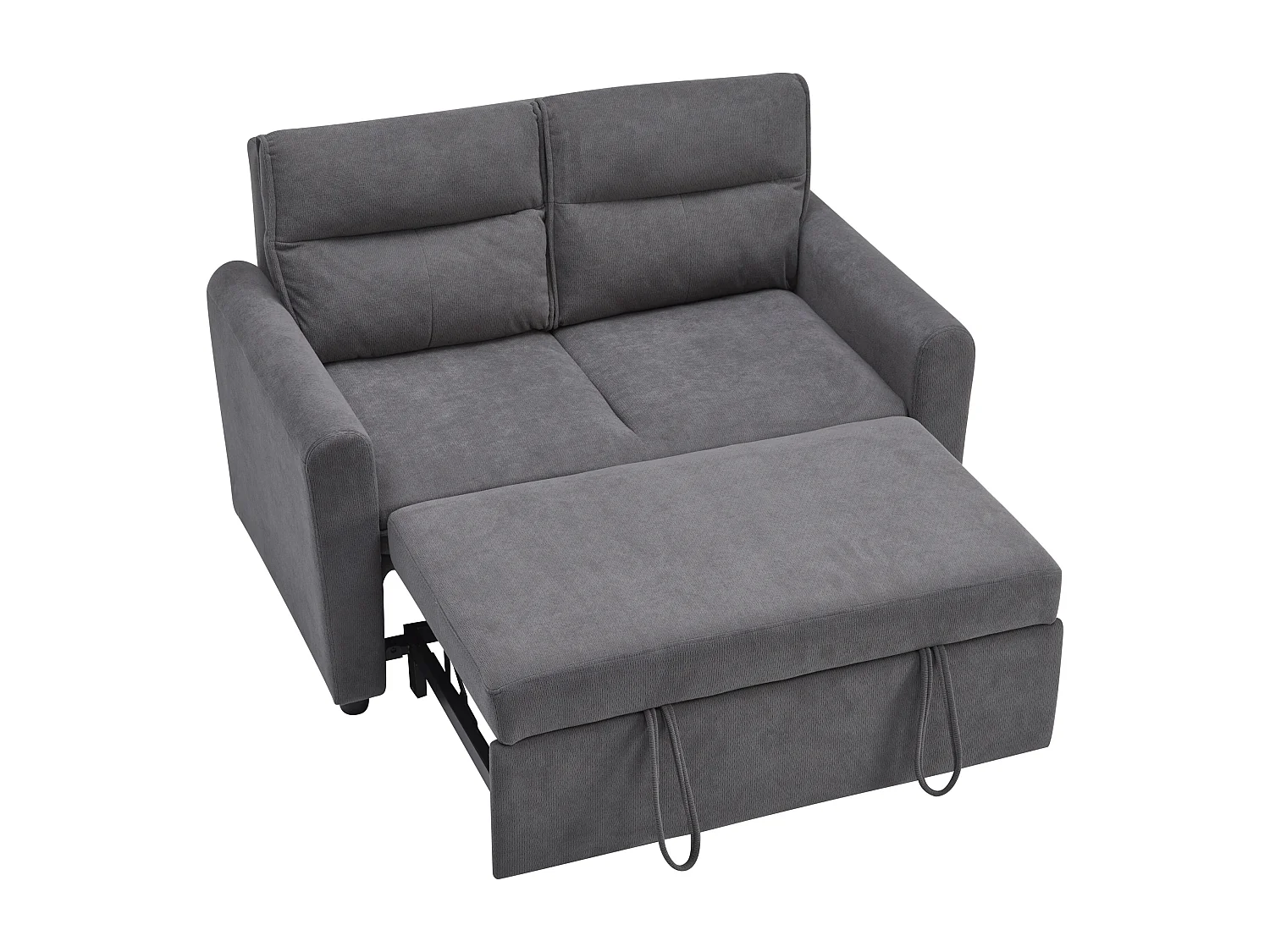 Canapé 2 places moderne - pliable - avec fonction gigogne - gris