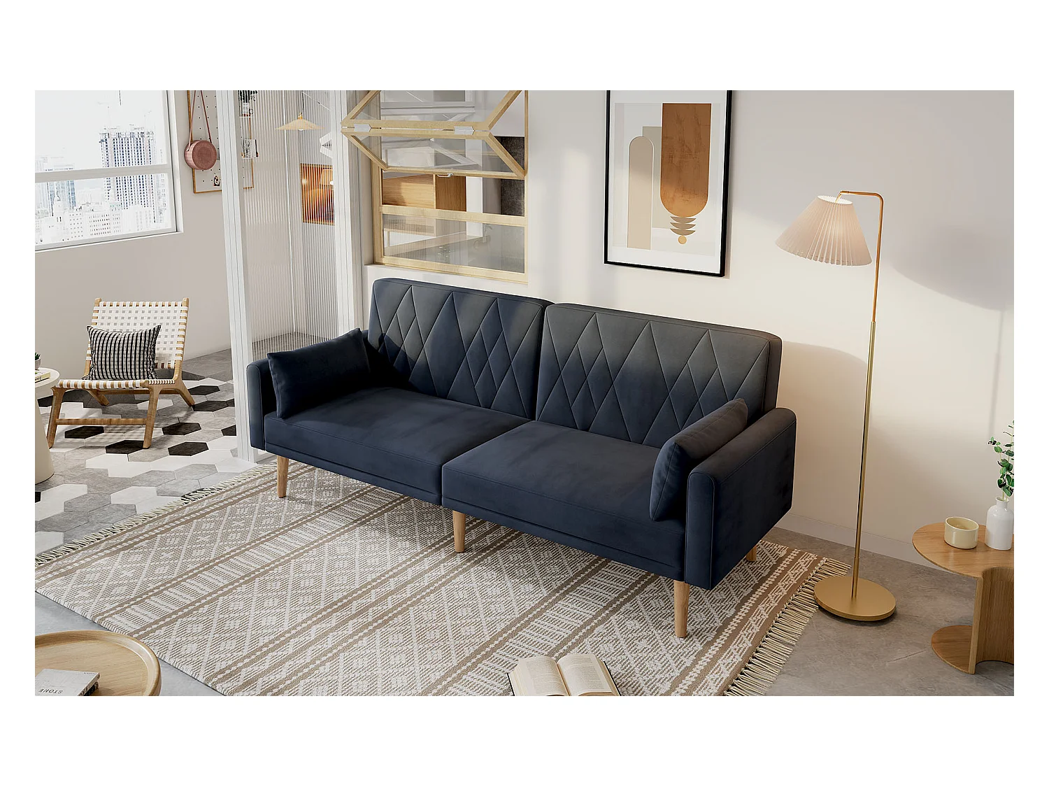 Tweezitsbank 180x75x82 cm - Verstelbare rugleuning - Fluweel - Donkergrijs