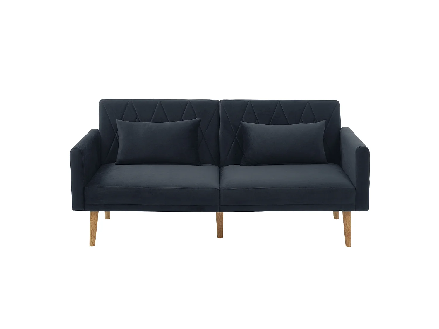 Canapé deux places 180x75x82cm - Dossier réglable- Velours - Noir