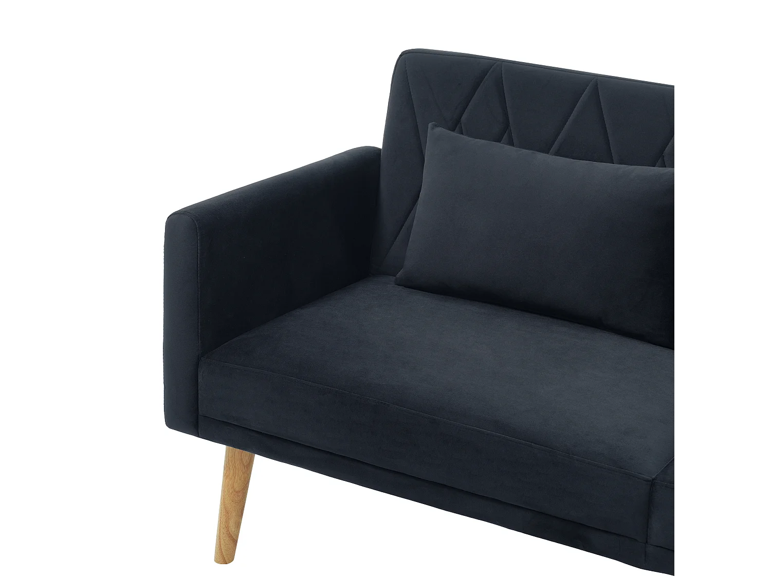 Canapé deux places 180x75x82cm - Dossier réglable- Velours - Noir