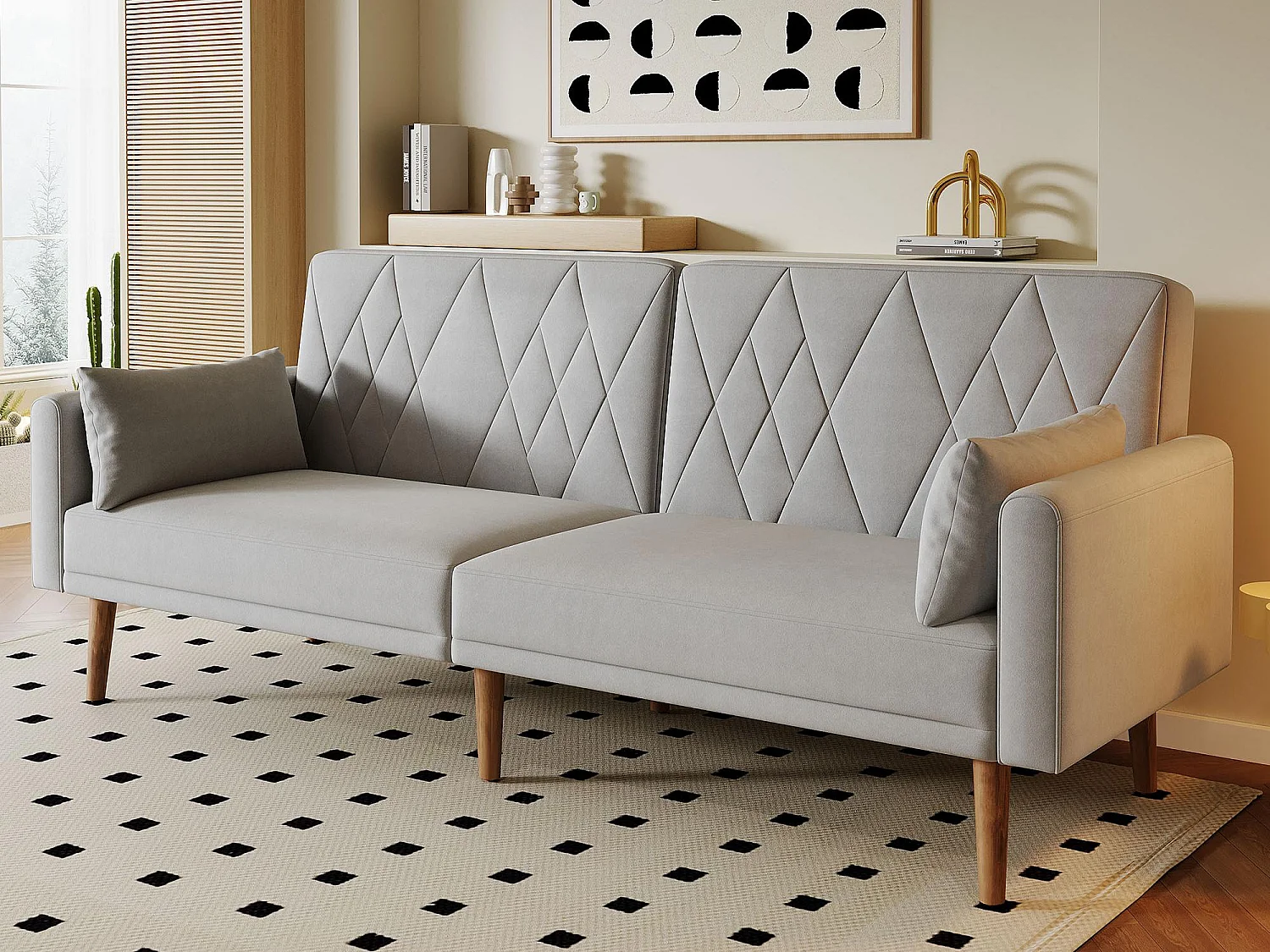 To-personers sofa 180x75x82cm - Justerbar ryglæn - Fløjl - Grå