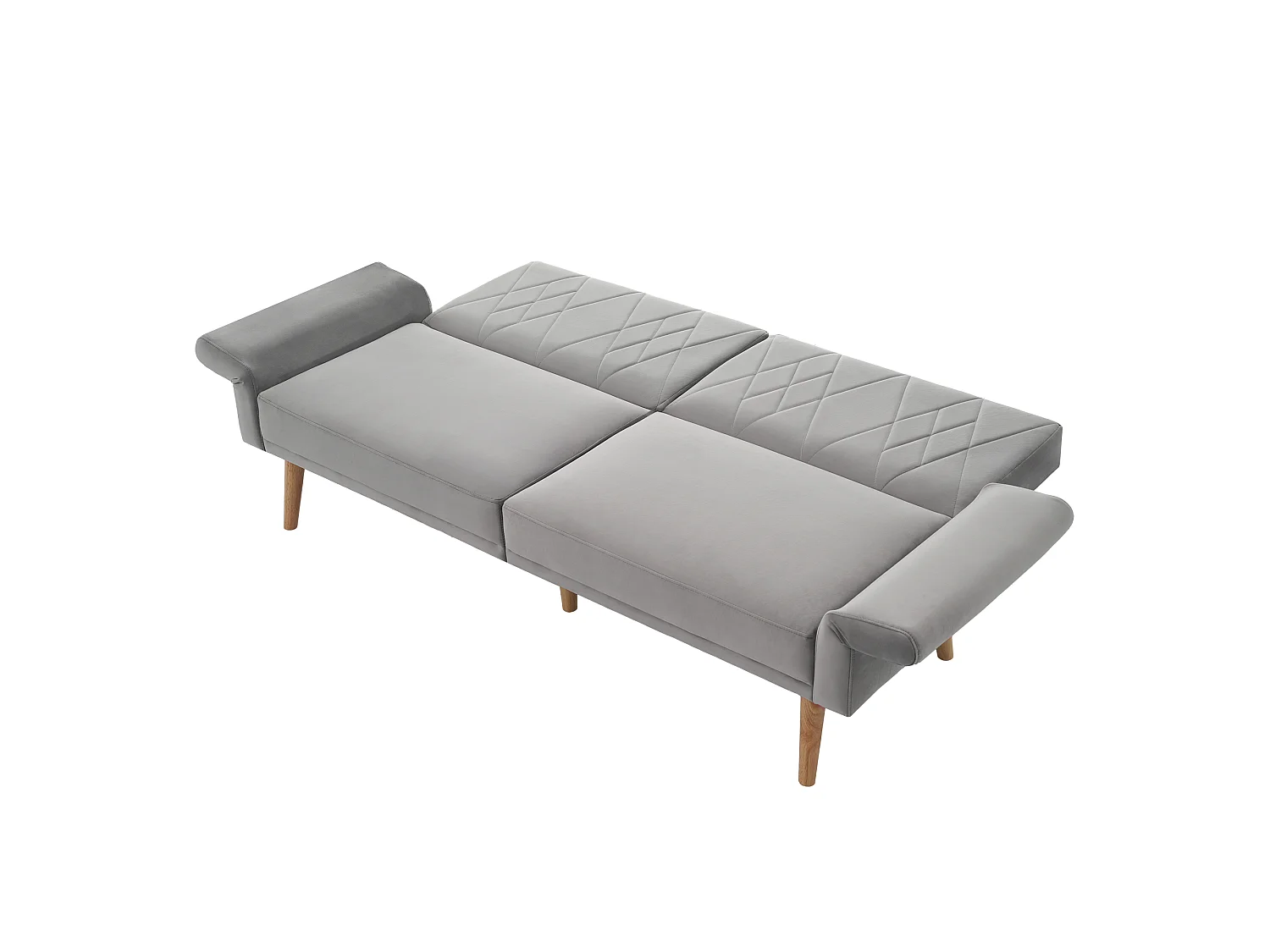 To-personers sofa 180x75x82cm - Justerbar ryglæn - Fløjl - Grå