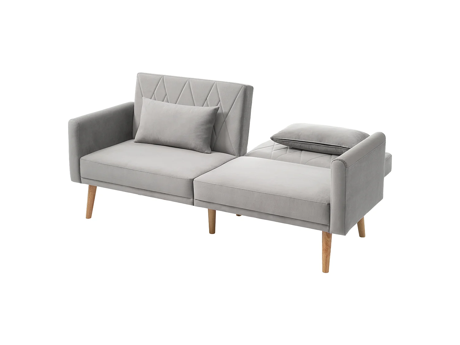 To-personers sofa 180x75x82cm - Justerbar ryglæn - Fløjl - Grå