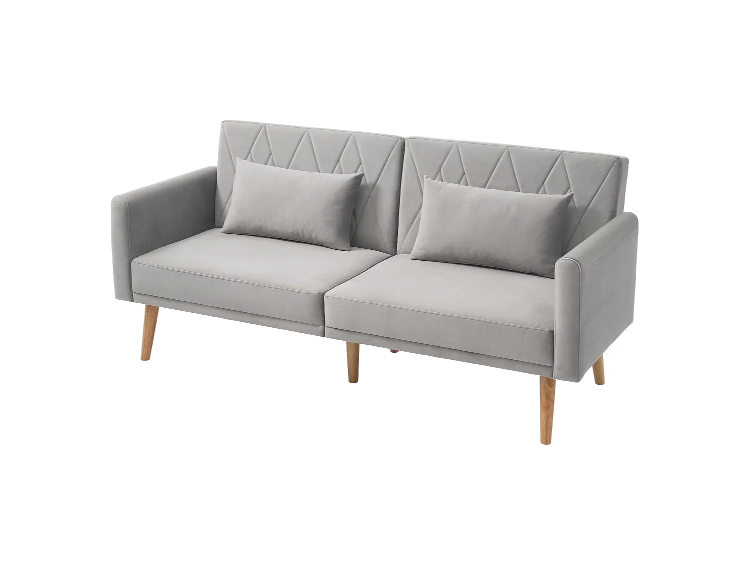 To-personers sofa 180x75x82cm - Justerbar ryglæn - Fløjl - Grå