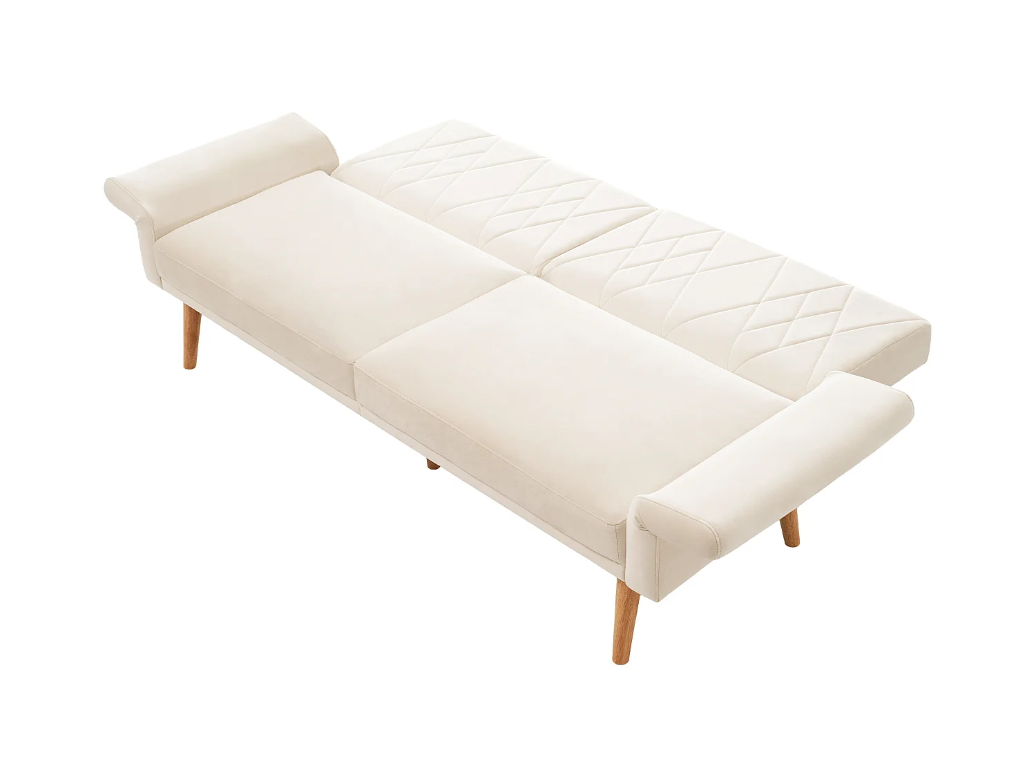 Canapé deux places 180x75x82cm - Dossier réglable- Velours - Beige