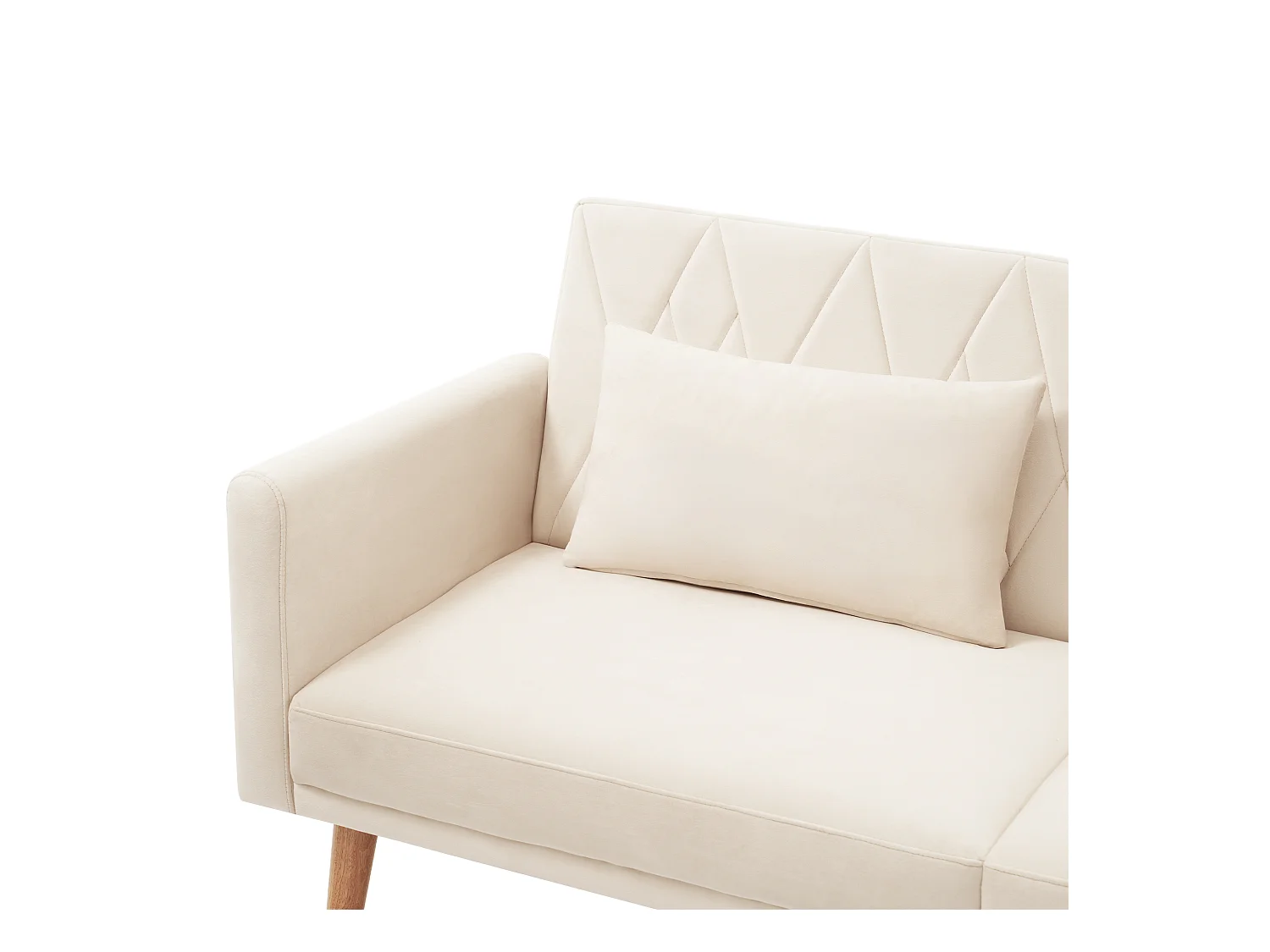 Canapé deux places 180x75x82cm - Dossier réglable- Velours - Beige