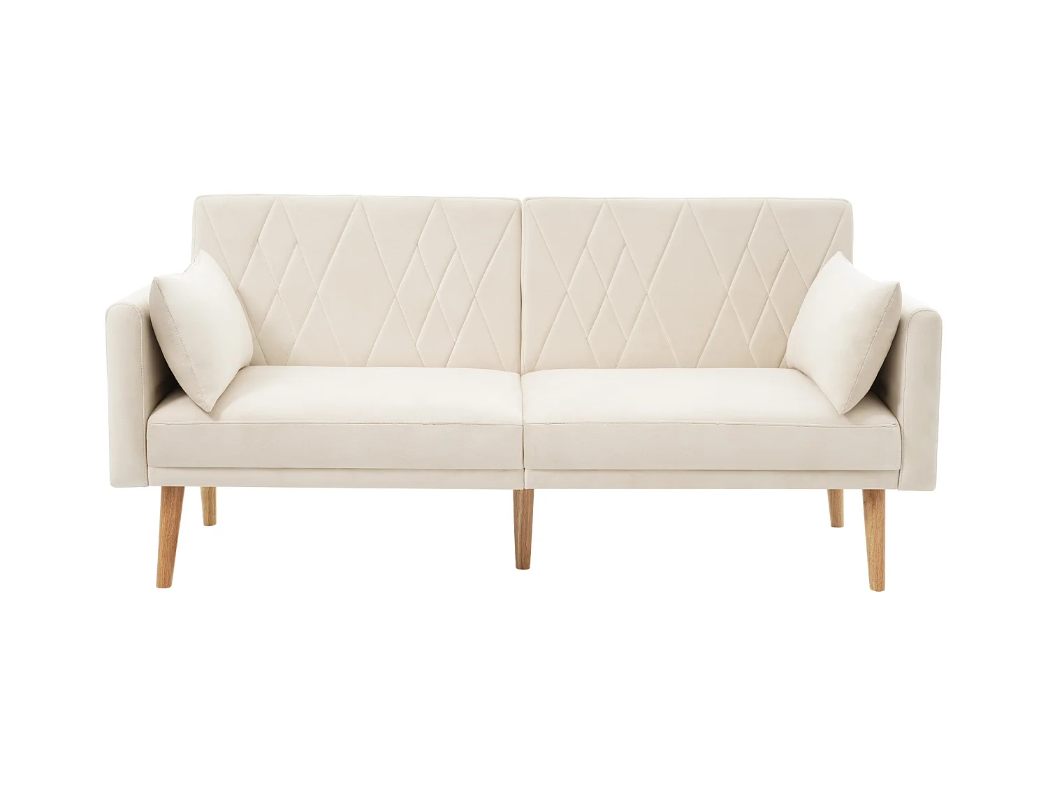 Canapé deux places 180x75x82cm - Dossier réglable- Velours - Beige