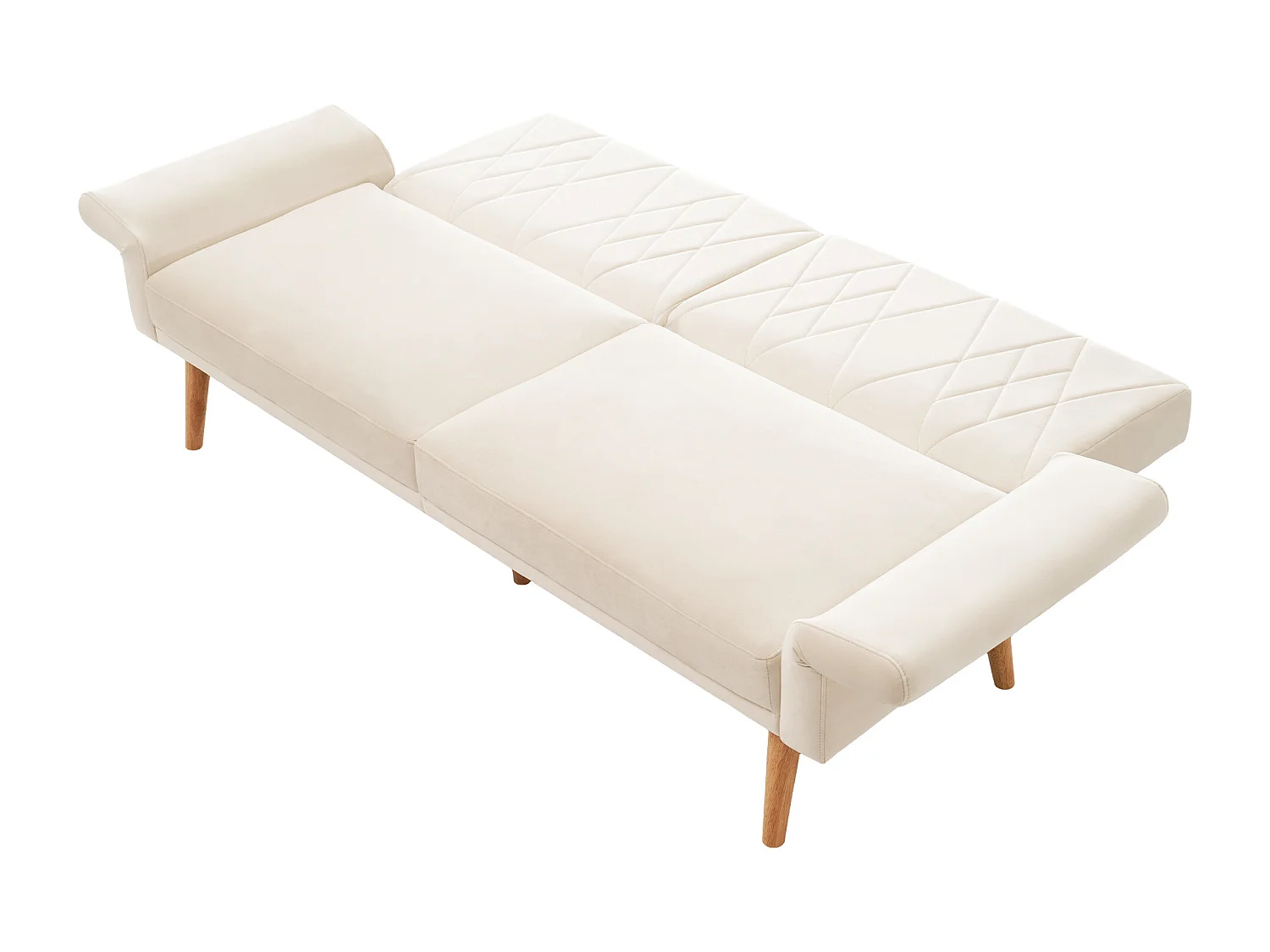 Divano a due posti 180x75x82 cm - Schienale regolabile - Velluto - Beige