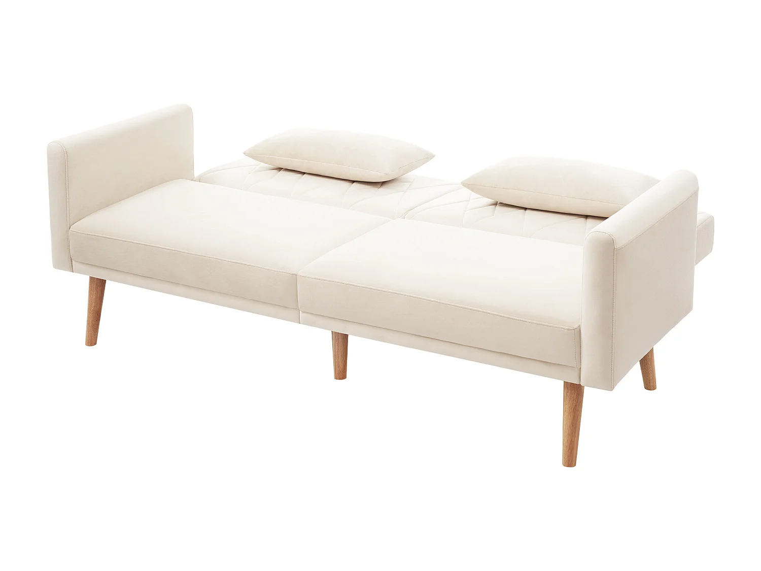 Divano a due posti 180x75x82 cm - Schienale regolabile - Velluto - Beige