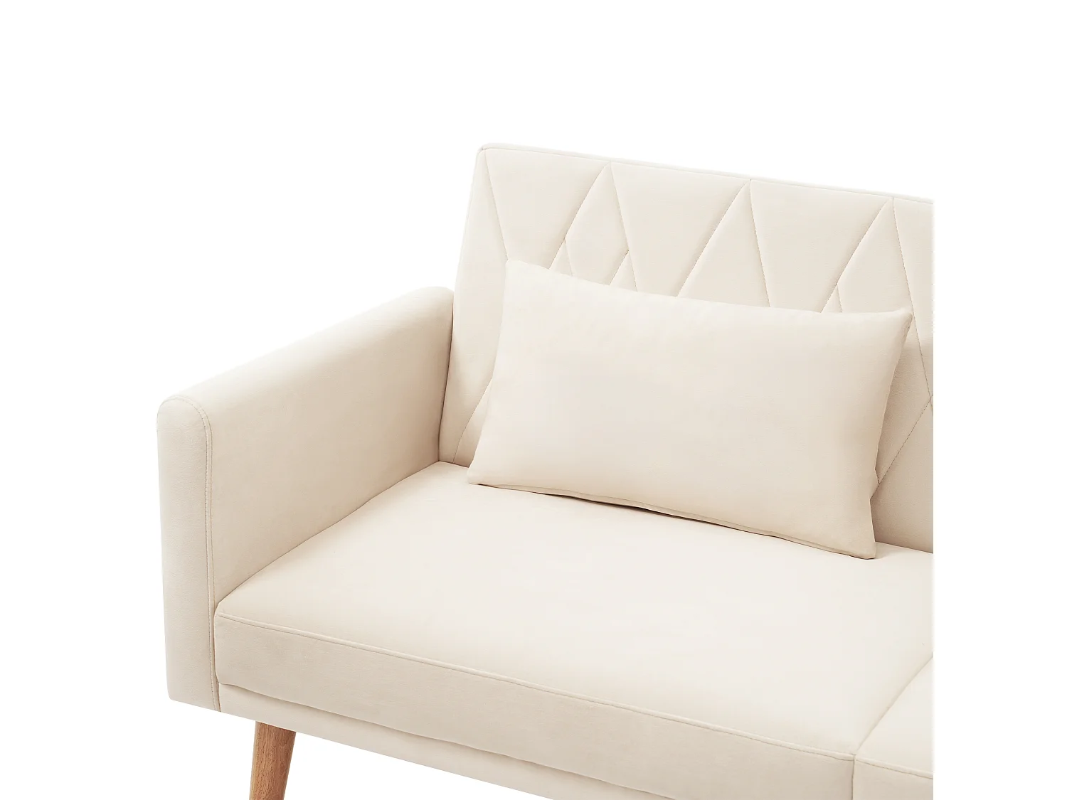 Divano a due posti 180x75x82 cm - Schienale regolabile - Velluto - Beige