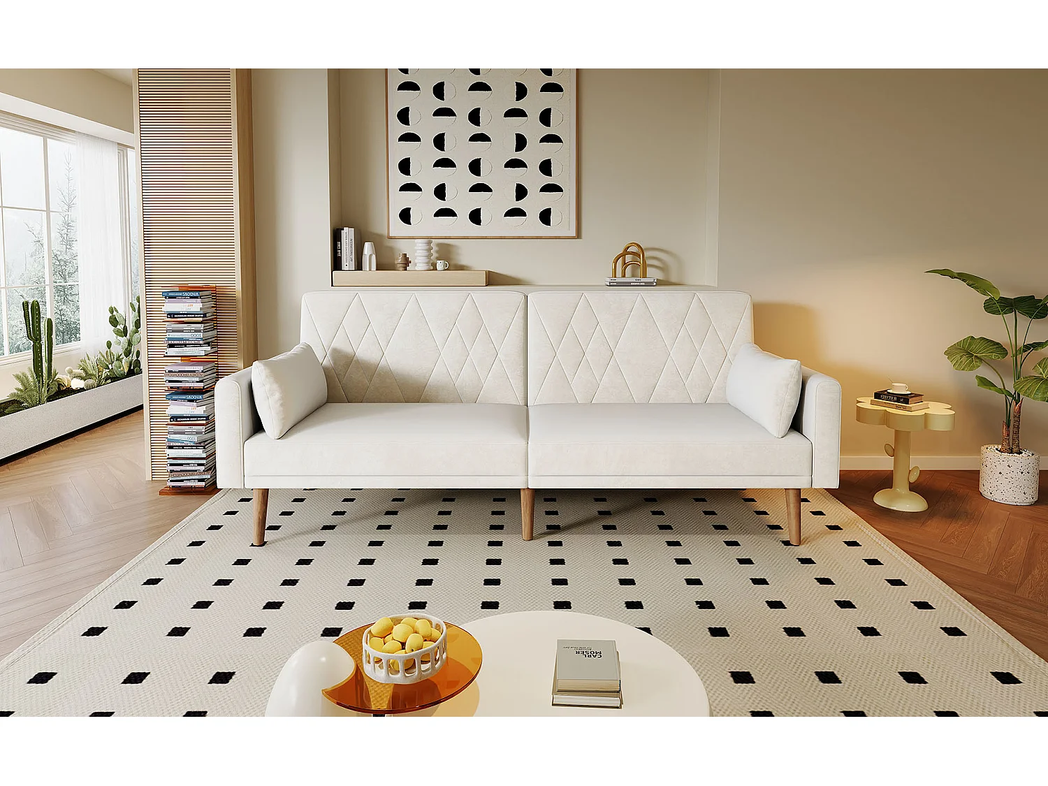 To-personers sofa 180x75x82cm - Justerbar ryglæn - Fløjl - Beige