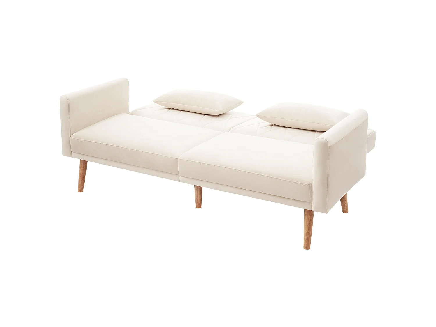 To-personers sofa 180x75x82cm - Justerbar ryglæn - Fløjl - Beige