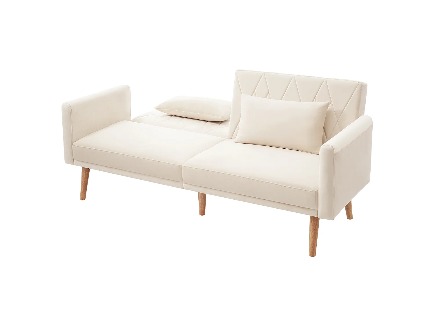 To-personers sofa 180x75x82cm - Justerbar ryglæn - Fløjl - Beige