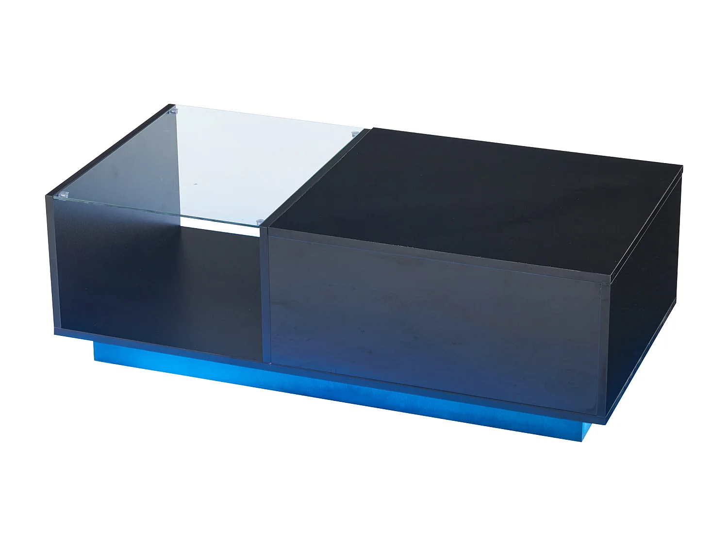 Table basse haute brillance - hauteur réglable - avec rangement + étagères - noir