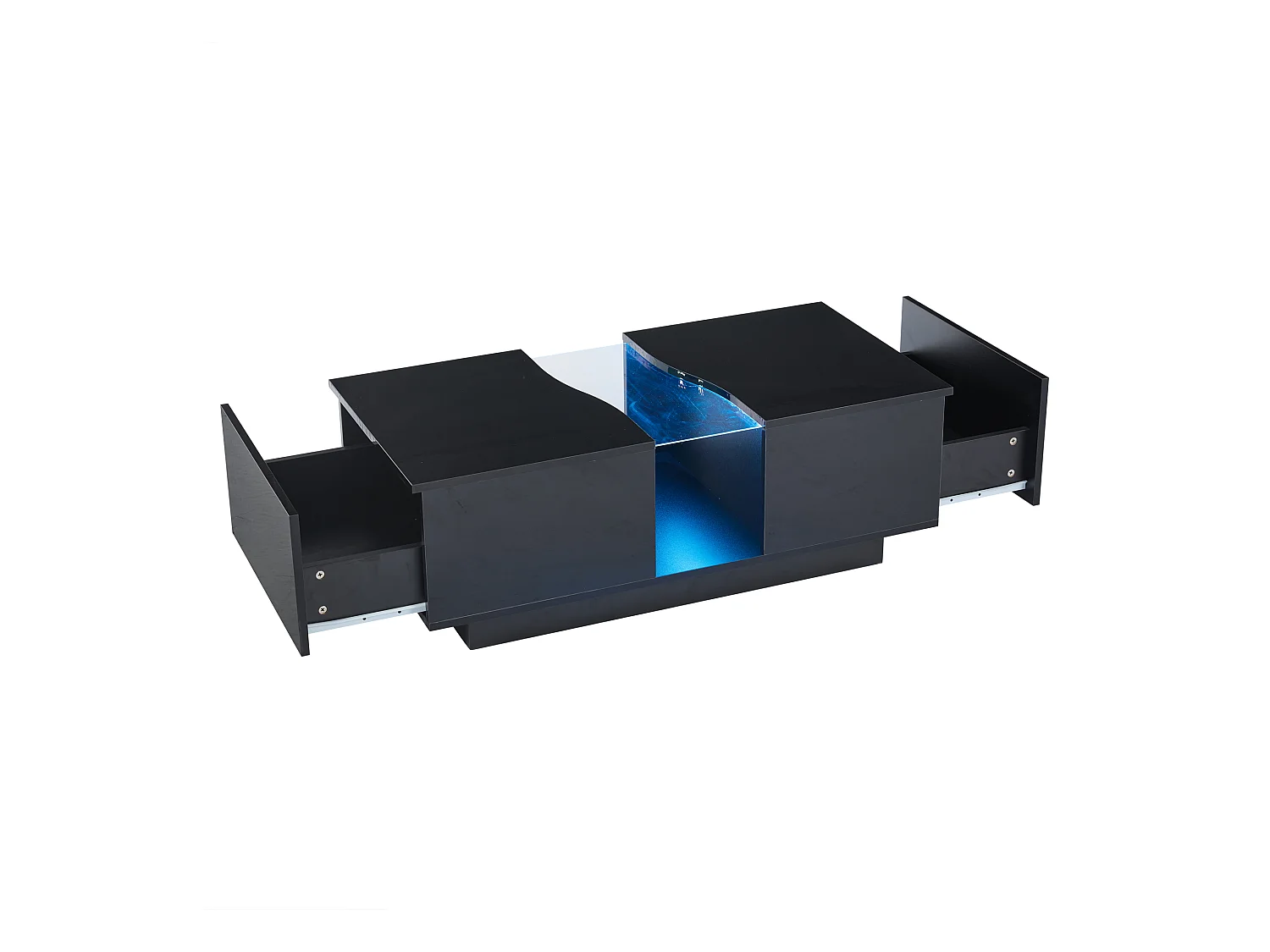 Table basse moderne à LED avec 2 tiroirs – 100x50x35 cm - MDF - Noir