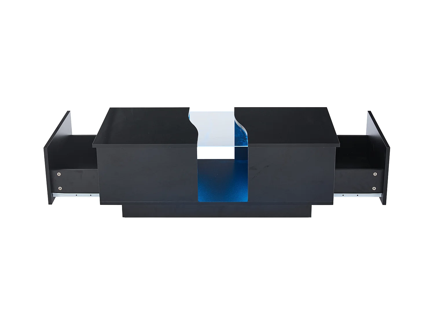 Table basse moderne à LED avec 2 tiroirs – 100x50x35 cm - MDF - Noir