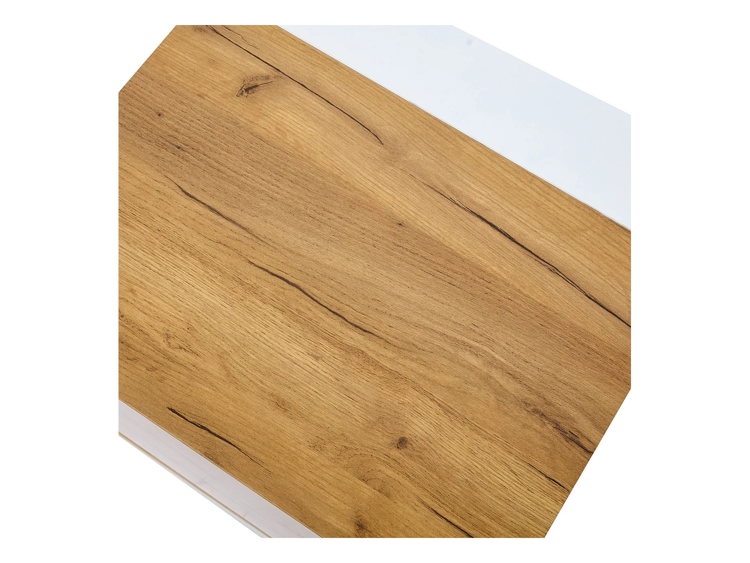 Table basse 105x50x36cm - avec bande lumineuse LED - avec rangement - blanc + naturel