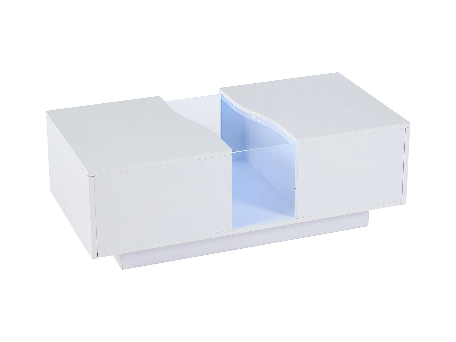 Table basse moderne à LED avec 2 tiroirs – 100x50x35 cm - MDF - Blanc