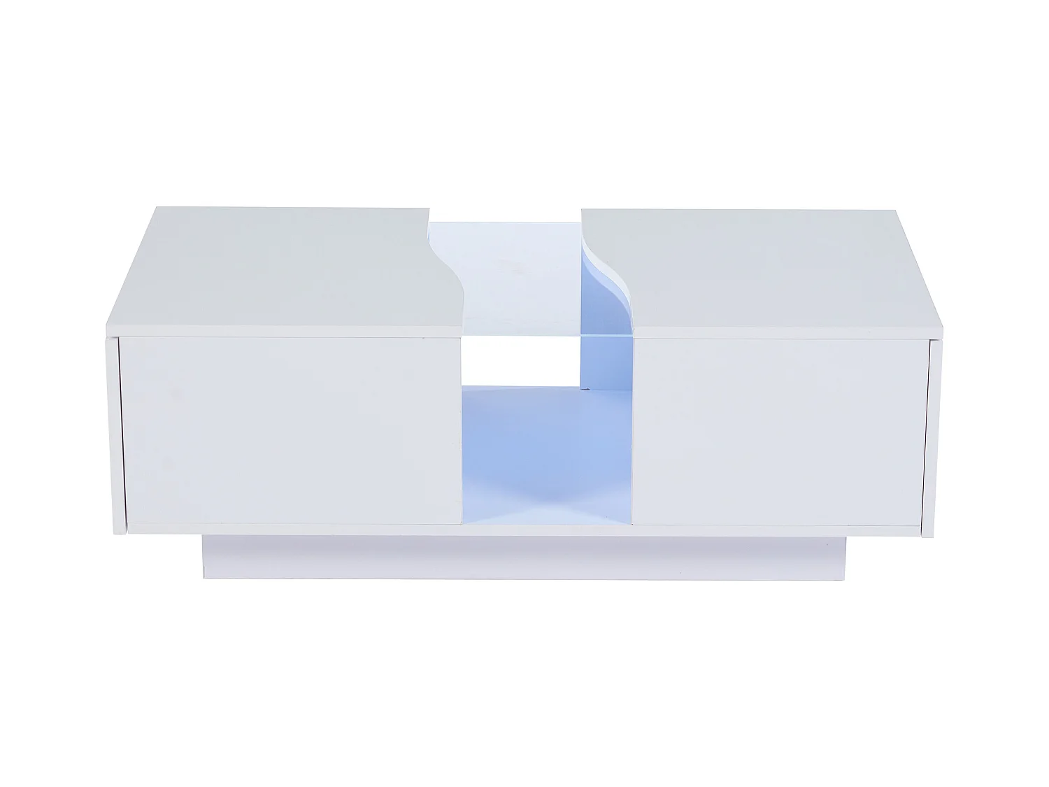 Table basse moderne à LED avec 2 tiroirs – 100x50x35 cm - MDF - Blanc