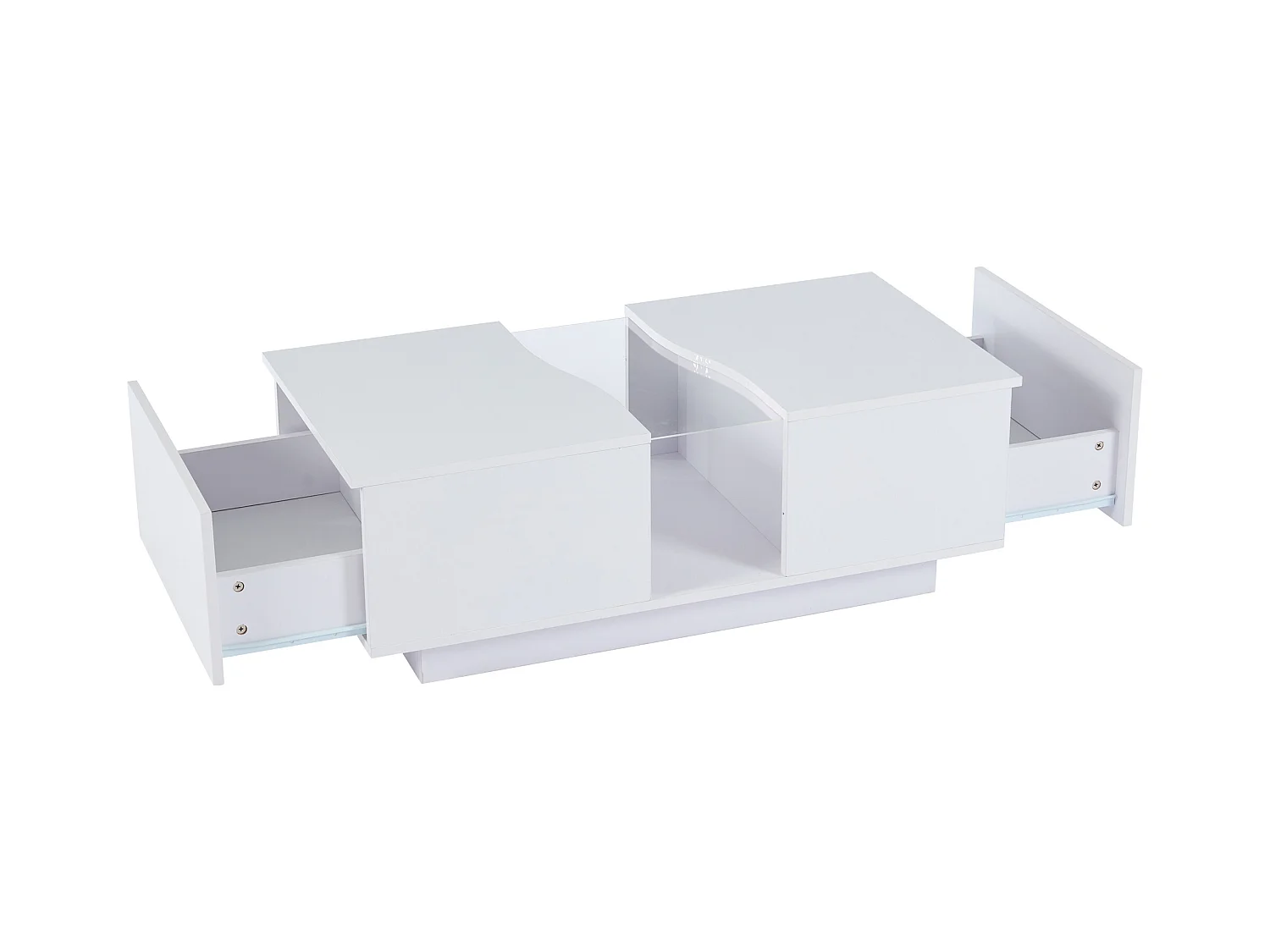 Table basse moderne à LED avec 2 tiroirs – 100x50x35 cm - MDF - Blanc