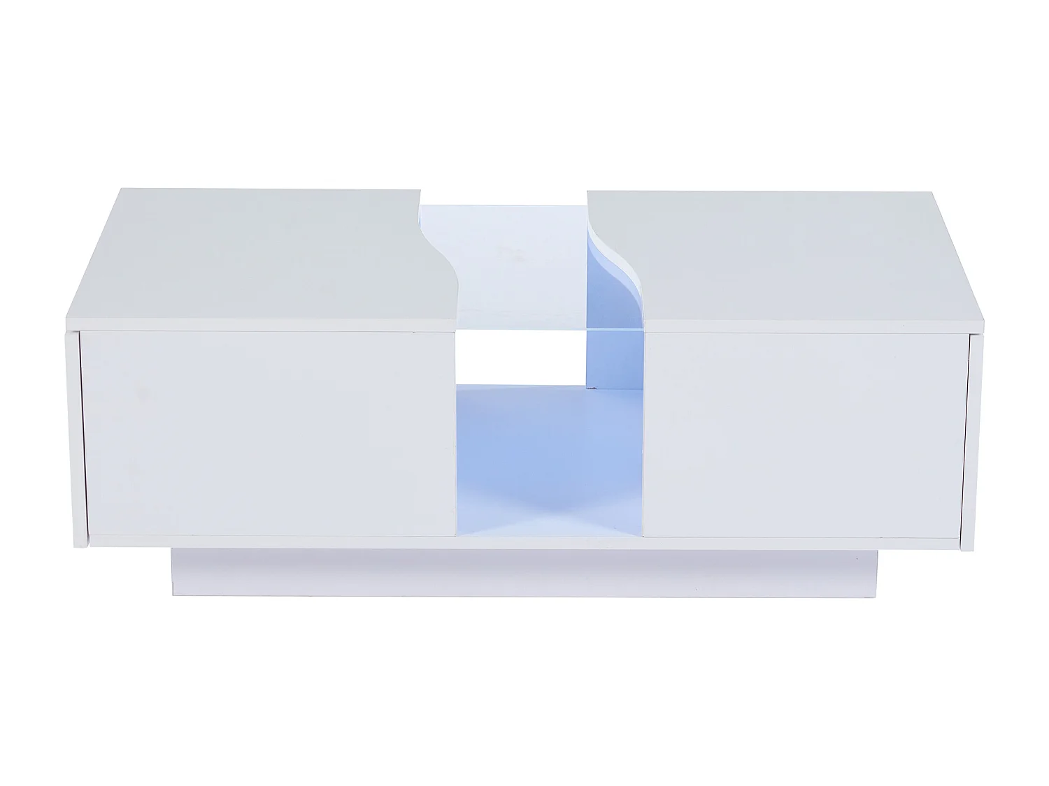 Table basse moderne à LED avec 2 tiroirs – 100x50x35 cm - MDF - Blanc